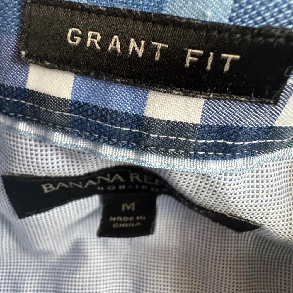 Men's Banana Republic Shirt, Blue & Green Plaid, Size M